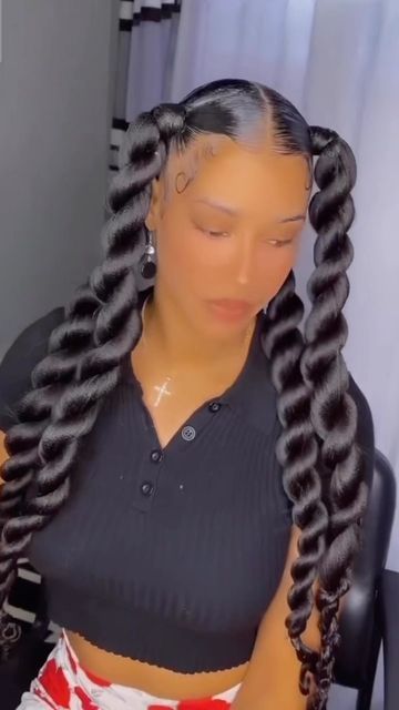 Long Twist Ponytail, Jumbo Twist Ponytail, Two Braids Into Low Ponytail, Rope Twist Ponytail, Hairstyles Braids For Short Hair, Baddie Braid Hairstyles, Jumbo Twist Braids, Hair Braids For Long Hair, Braided Updo For Short Hair