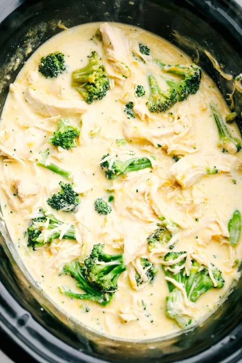 Crock Pot Butter Chicken, Slow Cooker Chicken Broccoli, Chicken Broccoli Recipe, Chicken Broccoli Crockpot, Chicken And Sauce, Chicken Broccoli Soup, Slow Cooker Creamy Chicken, Chicken Broccoli Rice, Slow Cooker Teriyaki