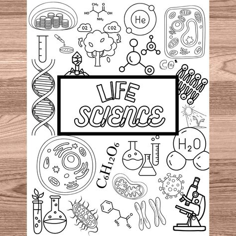 Back-to-School Biology and Life Science Coloring binder cover. A fun coloring binder cover AND binder spine. Binder sizes for 1/2'', 1'', 1.5'' and 2''. Be sure to use card stock paper for the spine. Science Binder Cover, School Biology, Binder Cover, Binder Covers, Stock Paper, Life Science, Binders, Cardstock Paper, Biology