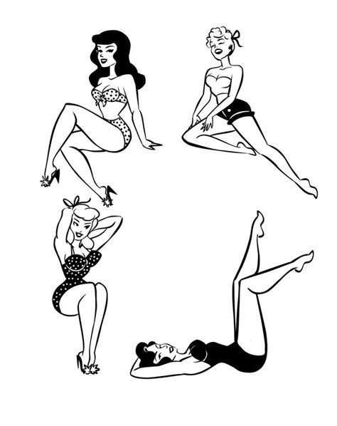 Pin Up Zeichnungen, Pinup Tattoos, Dibujos Pin Up, Pin Up Girl Tattoo, Arte Pin Up, Pinup Poses, Pin Up Drawings, Pin Up Poses, Ginger Dress