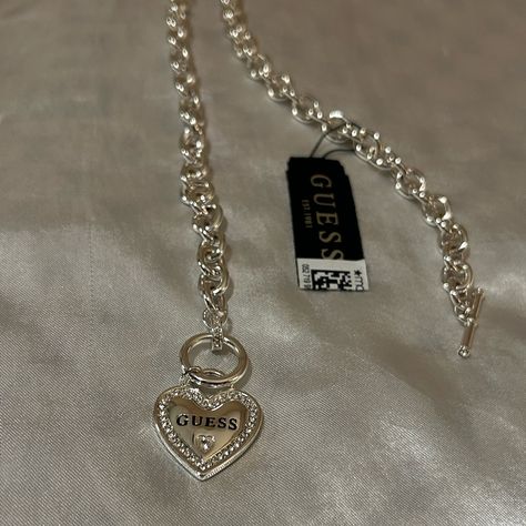 Brand New With Tag I Would Keep It But I Mainly Wear Gold Jewelry Mcbling Necklace, 2000 Necklace, Dainty Silver Jewelry, 2000s Stuff, Guess Necklace, 2000s Jewelry, Shein Jewelry, Heavy Jewelry, Guess Jewelry