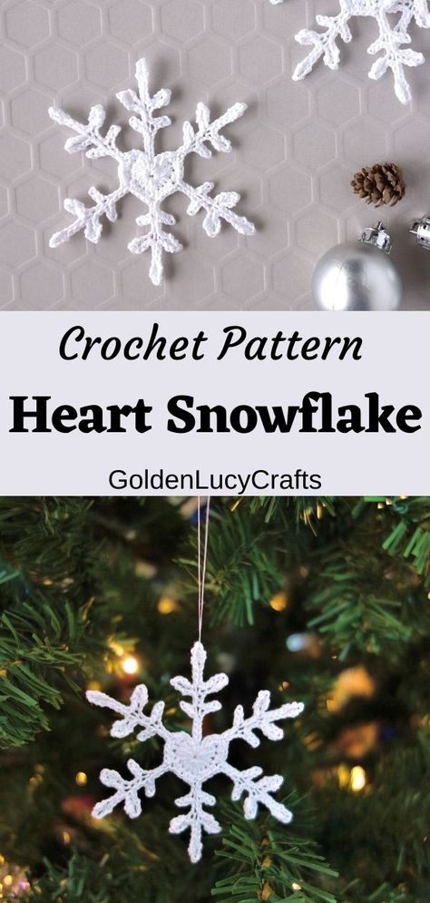 Beautiful romantic crochet heart snowflakes, free pattern, Christmas, Valentine's Day decorations, embellishment, winter wedding, birthday, #crochet, #crochetpattern Crocheted Snowflake Patterns Free, Christmas Applique Crochet, Christmas Crochet Applique Patterns Free, Christmas Crochet Applique, Crochet Christmas Decorations Free Pattern, Yarn Snowflakes, Free Crochet Snowflake Patterns, Crochet Christmas Snowflakes, Heart Snowflake