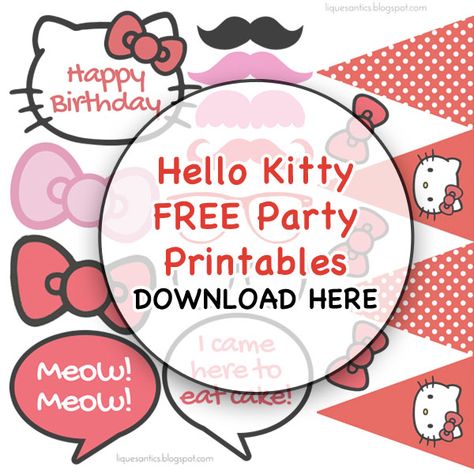 Hello Kitty Free Printables Birthday, Hello Kitty Birthday Party Decorations Free Printables, Sanrio Birthday Printables, Hello Kitty Birthday Invitations Free, Hello Kitty Birthday Printables, Hello Kitty Water Bottle Labels Free, Hello Kitty Birthday Decorations Diy, Hello Kitty Birthday Diy, Hello Kitty Party Diy