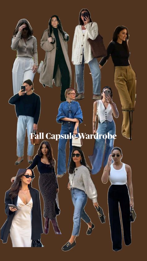 My inspiration for my fall style and outfits to fit into my capsule wardrobe and small closet. Capsule Fall Wardrobe 2024, 2024 Capsule Wardrobe Fall, Simplified Wardrobe, Simplify Wardrobe, Fall Wardrobe Staples, Oversized Knit Sweater, Curated Closet, Wardrobe Capsule, Outfit Layout