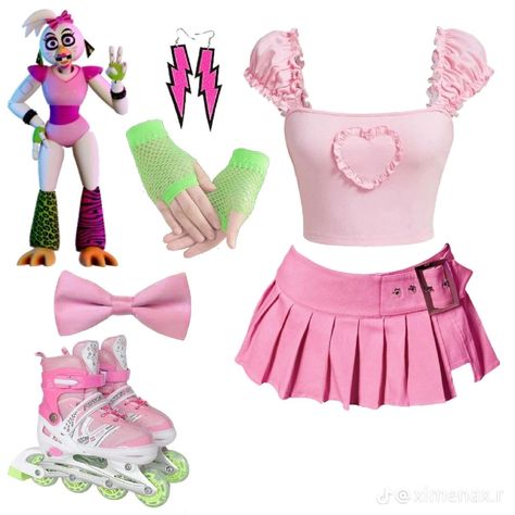 Kawaii Inspired Outfits, Glam Rock Chica Fnaf Cosplay, Fnaf Themed Outfits, Fnaf Inspired Outfits, Chica Costume, Fnaf Halloween, Fnaf Outfits, Fnaf Cosplays, Cosplay Fnaf