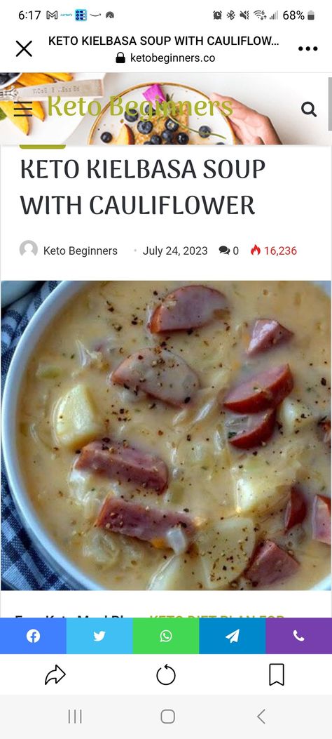 Kielbasa Cauliflower Soup, Kielbasa Soup With Cauliflower, Keto Kielbasa Soup, Keto Kielbasa Cauliflower Soup, Keto Kielbasa Soup With Cauliflower, Code Red Recipes, Christmas Soups, Soup With Cauliflower, Red Recipes