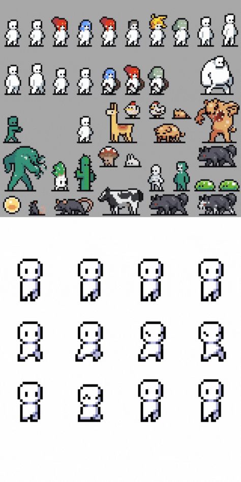 Pixel Art Ideas 2d Rpg Character, Panicpop Pixel Art, Pixel Art Characters Sprite, Game Sprites Pixel Art, 32 X 32 Pixel Art Character, 2d Pixel Character Sprite, Pixel Character Tutorial, Video Game Design Ideas, 2d Game Character Sprites Pixel Art