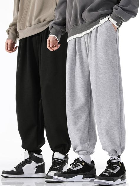 Multicolor    Polyester Plain   Slight Stretch All Men Bottoms Cuffed Sweatpants Outfit Men, Comfy Pants Men, Men’s Sweatpants, Roots Sweatpants Outfit, Baggy Joggers Men, Black Sweatpants Outfit Men, Grey Sweatpants Outfit Men, Men Sweatpants Outfit, How To Style Black Sweatpants