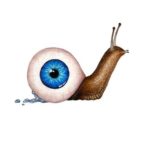 Eyeball Acrylic Painting, Art Tattoo Ideas Artists, Weird Eye Painting, Odd Art Surrealism, Surrealist Eye Drawing, Simple Snail Drawings, Snail Painting Easy, Surrealism Painting Ideas Easy, Dadaism Art Paintings