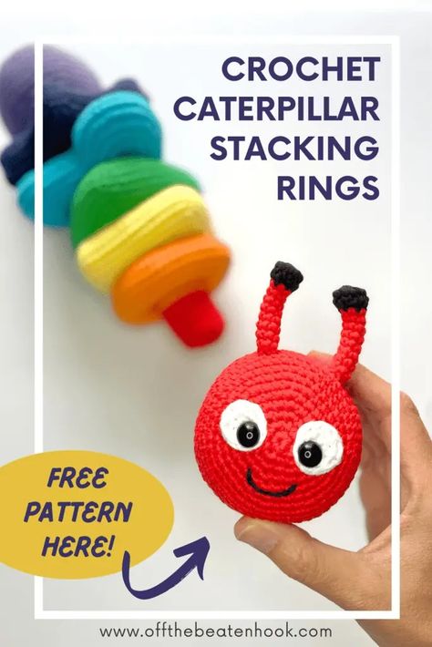 Crochet Stacking Toy: Free Pattern + Video Tutorial Crochet Baby Books Pattern, Baby Toys Crochet Patterns Free, Crochet Stacker Toy Pattern Free, Crochet Matching Game Pattern, Crochet Disney Patterns Free, Crochet Toddler Toys Free Pattern, Crochet Numbers Pattern Free, Crochet Fidget Toys Free Pattern Easy, Crochet Stacking Toy Pattern Free