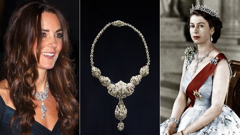 Dazzling diamonds: Kate wears Queen Elizabeth's rare jewels to gala Nizam Of Hyderabad, Royal Engagement Rings, Queens Jewels, Prinz William, Tiaras Jewellery, Luxury Engagement Rings, Royal Tiaras, Trendy Jewerly, Jewel Wedding