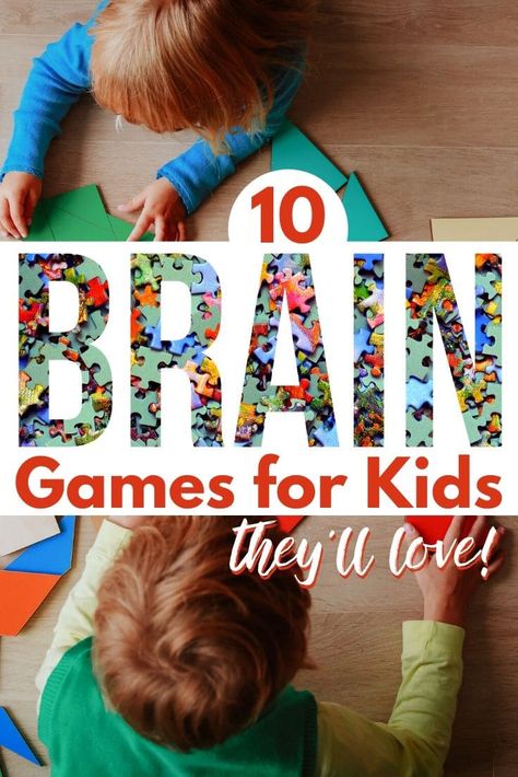 These brain games for kids are fun, interactive ways to stimulate thinking skills. These are great tools for making learning fun! #games #braingames #forkids Brain Games For Preschoolers, Brain Game For Kids, Brain Activities For Preschool, Brain Crafts For Kids, Cognitive Activities For School Age, Logical Thinking Activities For Kids, Brain Activity Games, Right Brain Activities, Brain Gym Activities