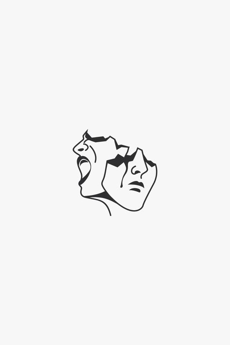 Male Tears Tattoo, Theater Tattoo Ideas, Mini Tattoos Men, Acting Tattoo, Psy Tattoo, Incendies Movie, Abstract Face Tattoo, Emotion Aesthetic, Doodle Minimalist