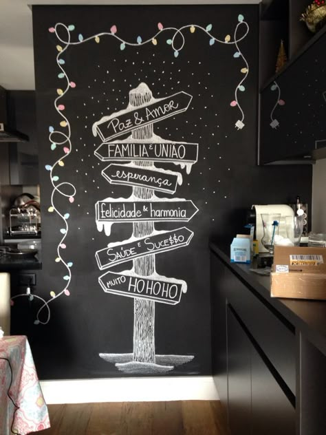 Chalk Art Christmas, Blackboard Lettering, Chalk Wall Art, Chalk Menu, Chalk Markers Art, Christmas Chalkboard Art, Chalkboard Wall Art, Art For Christmas, Blackboard Art