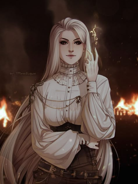 Very Long White Hair, Girl With White Hair Art, White Haired Woman Art, White Hair Woman Art, Female Villain Character Design, White Hair Character, Fantasy Person, Dnd Character Ideas, Roleplay Characters