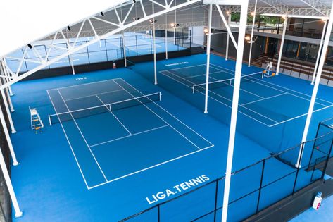 Gallery | Liga.Tennis Center & Academy Indoor Tennis Court, Indoor Tennis, Badminton Court, Tennis Training, Tennis Center, Indoor Design, Beach Tennis, Fitness Club, Training Center