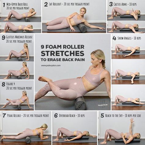 Foam Roller Stretches, Roller Stretches, Foam Rolling Exercises, Psoas Release, Fitness Hacks, Bolesti Chrbta, Foam Roller Exercises, Workout Bauch, Foam Rolling