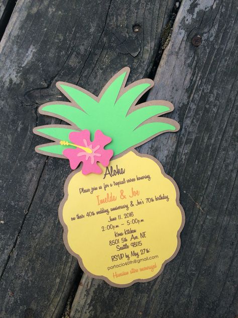 Pineapple invitation Tropisk Fest, Pineapple Birthday Party, Pineapple Theme, Fest Temaer, Tropical Birthday Party, Pineapple Birthday, Invitation Card Birthday, Aloha Party, Hawaiian Party Decorations