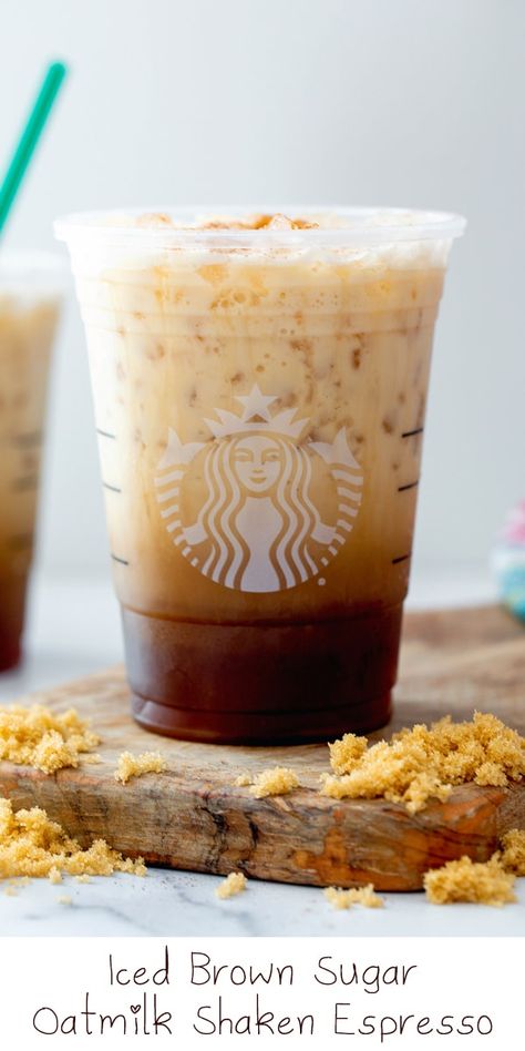 Oatmilk Shaken Espresso Starbucks, Shaken Espresso Starbucks, Brown Sugar Oatmilk Shaken Espresso, Espresso Drink Recipes, Shaken Espresso, Make Brown Sugar, Starbucks Drinks Diy, Brown Sugar Syrup, Iced Coffee Drinks