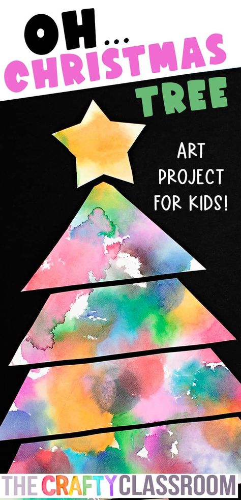 Holiday Tree Craft, Paper Christmas Tree Craft, Kindergarten Christmas Crafts, Christmas Tree Idea, Christmas Art For Kids, Christmas Tree Craft, Christmas Tree Template, Christmas Art Projects, Christmas Trees For Kids