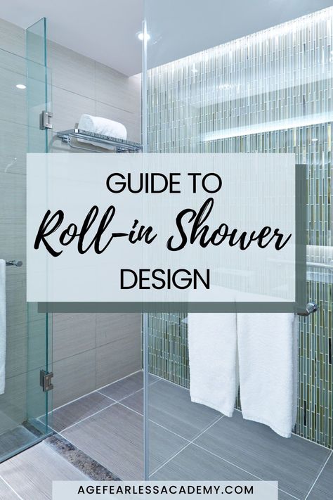 Discover how to make the most of your small bathroom space with a roll in shower. Often seen in hotel bathrooms, this future-proof space-saving walk in shower idea is convenient & accessible. A shower remodel can be daunting, but our guide outlines critical information you need to know to avoid costly mistakes. Take your bathroom renovation to the next level. Click the pin for all the details! #showerdesign Walk In Shower Small Bathroom Layout Floor Plans Master, Zero Clearance Shower Master Bath, Walk In Handicapped Showers, 3x3 Shower Ideas, Tub To Shower Conversion Ideas Walk In, Curbless Shower Ideas Small Baths, Walk In Showers For Small Bathrooms, Roll In Shower Ideas, Roll In Showers Master Bath