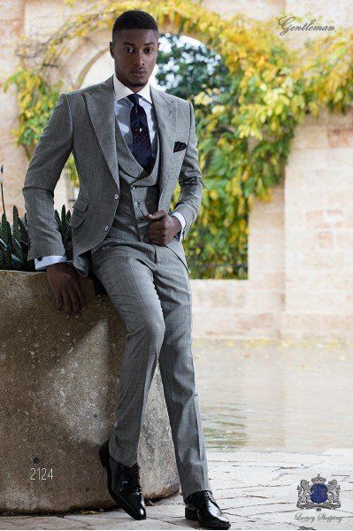 Bespoke Prince of Wales grey and red suit Wedding Suits For Dark Skin Men, Suit For Dark Skin Men Wedding, Suits For Dark Skinned Men, Prince Of Wales Suit, Prince Clothes, Royal Blue Suit, Blazer Outfits Men, Dark Skin Men, Black Men Fashion Swag