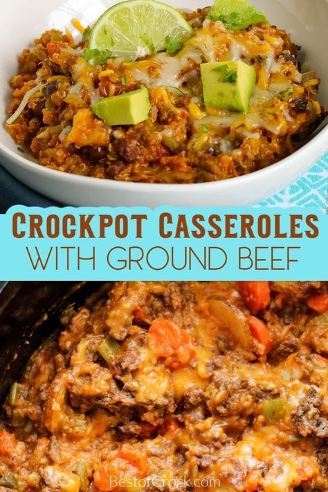 The best crockpot casseroles with ground beef make easy dinner recipes the entire family will enjoy and request regularly. Easy Dinner Recipes | Easy Family Dinners | Crockpot Casseroles | Crockpot Casserole Recipes with Ground Beef | Slow Cooker Casseroles with Ground Beef | Easy Ground Beef Recipes | Family Dinner Recipes | Crockpot Ground Beef Recipes for a Crowd via @bestofcrock Beef Recipes For A Crowd, Easy Family Dinners Crockpot, Potluck Dishes Crockpot, Casseroles Crockpot, Casserole Recipes With Ground Beef, Crockpot Casserole Recipes, Casseroles With Ground Beef, Dinners Crockpot, Crockpot Casseroles