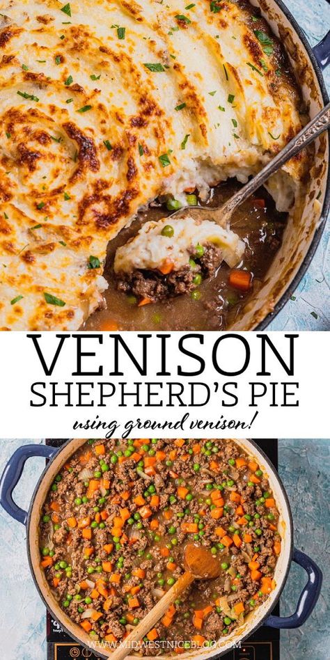 Venison Shepherds Pie Recipe, Venison Shepards Pie, Shepherds Pie Recipe Easy Beef, Recipe Shepherds Pie, Elk Meat Recipes, Shepherds Pie Recipe Healthy, Ground Venison Recipes, Shepherd Pie, Pie Recipe Easy