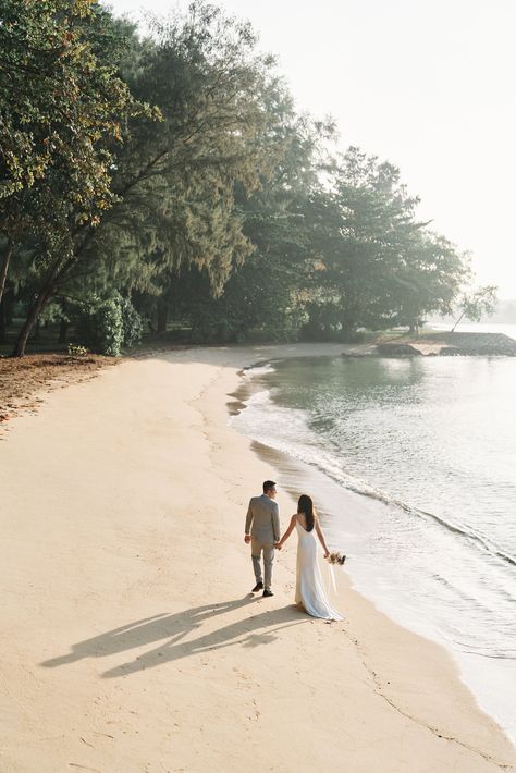 Pre Wedding Singapore, Pre Wedding Shoot Singapore, Singapore Beach, Shoot Moodboard, Beach Photo Session, Blush Pink Dresses, Pre Wedding Shoot, Beach Bridal, Beach Photo