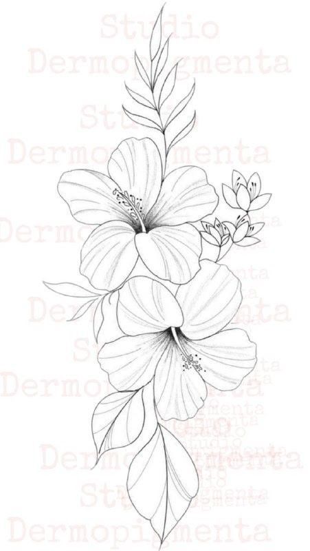 Hibiscus Flower Tattoo Stencil, Hibiscus Tattoo Stencil, Lilly Flower Tattoo, Tropical Flower Tattoos, Flower Tattoo Stencils, Hawaiian Flower Tattoos, Cute Foot Tattoos, Hibiscus Flower Tattoos, Lily Tattoo Design