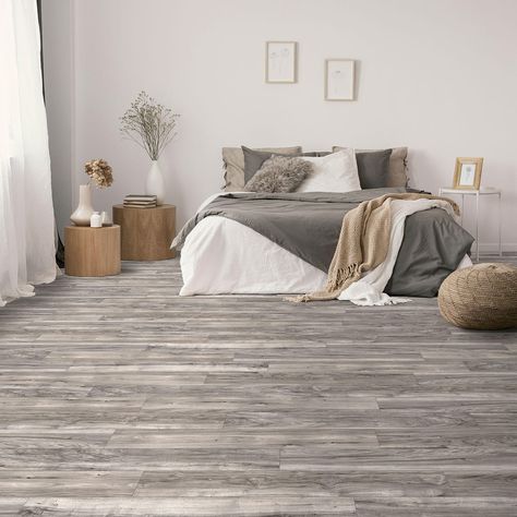 Gray Floors Bedroom, Lantai Vinil, Grey Flooring Living Room, Floor Bedroom Ideas, Grey Laminate Flooring, Grey Wood Floors, Installing Hardwood Floors, Grey Laminate, Luxury Vinyl Plank Flooring