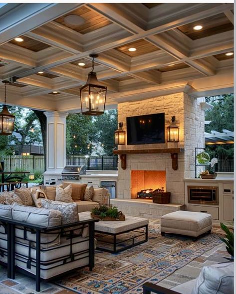 Outdoor Fireplace Designs, Outdoor Fireplace Patio, Wildlife Garden, Backyard Fireplace, Backyard Pavilion, Outdoor Living Rooms, Backyard Remodel, Outdoor Kitchen Patio, Outdoor Living Room