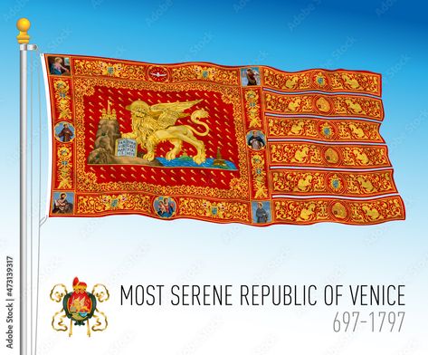 Republic Of Venice, Historical Flags, Best Flags, Flag Signs, Coat Of Arm, Flags Of The World, Adobe Stock, Venice, Stock Vector