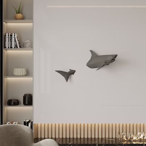 3D Shark Wall Decor Swimming on the Wall.the Shark is Visiting Your House.amazing Boys Room Decor. Kids Bath Decor.İt is Not a Folded Paper - Etsy Shark Wall Decor, Shark Wall Art, Shark Room, Shark Decor, Esthetician Room, Shark Themed, Mens Bedroom, Folded Paper, The Shark