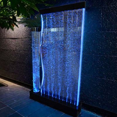 This acrylic fountain features flowing water and bubbling, full of vitality and energy. Remote control included (battery not included) Orren Ellis | Orren Ellis Tanija Acrylic Weather Resistant Fountain w / Light | 78.74" H X 49.21" W X 8.66" D | Wayfair Water Walls Indoor, Mall Exterior, Bubble Fountain, Empress Energy, Indoor Waterfall Fountain, Water Lamp, Backyard Entertainment, Comfy Room, Outdoor Wall Fountains