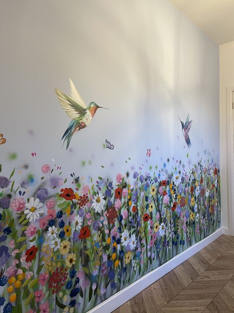 Wildflower Kitchen, Fairy Mural, Wildflower Mural, Bathroom Mural, Herb Boxes, Wildflower Paintings, Flower Bedroom, Dog Area, Flower Cottage