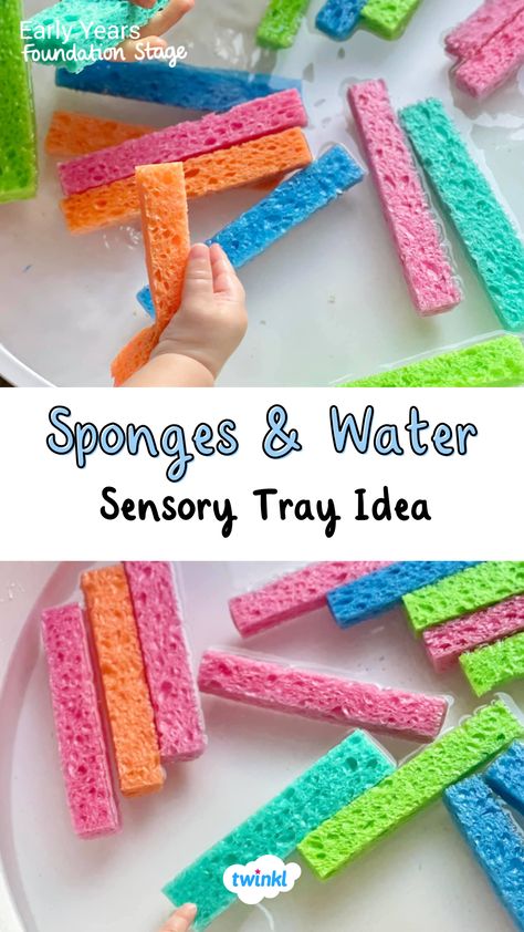 This sensory water tray idea is a great sensory activity! Perfect for any baby sensory play. Thanks to Bright Little Brains Sensory Play With Beans, Science And Sensory Activities For Preschoolers, Hello Sensory Play, Sped Sensory Activities, Messy Play Sensory Activities, Fine Motor Skills Activities Infants, Under 2s Activities Eyfs, Sensory Activities Ks1, Crinkle Paper Sensory Bin