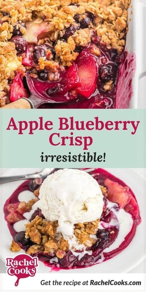 Apple Blueberry Crisp, Peach Blueberry Crisp, Blueberry Crumble Recipes, Frozen Apple, Blueberry Crisp Recipe, Fruit Crisp Recipe, Crisp Recipes, Oatmeal Crisp, Crisp Desserts