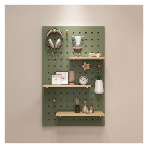 PRICES MAY VARY. 【CREATIVE COMBINATION】Arrange the pegboards in different ways to make the most of your space. Or try laying them out separately alongside your furniture for unexpected results. With shelves and hooks, the possibilities are endless. 【PEGBOARD WALL ORGANIZER】Pegboard panels are made of Solid Wood, sturdy, scratch resistant and easy to clean. The wood Hooks will hold the weight of all your tools. 【EXTRA STORAGE SPACE】This Pegboard Combination Kit is removable. With different kinds Pegboard Color Ideas, Crates On Wall Bedroom, Hanging Office Organizer, Peg Board Home Office, Unique Wall Storage, Office Decor Storage, Large Hole Pegboard, Gaming Pegboard Ideas, Playroom Shelves Wall