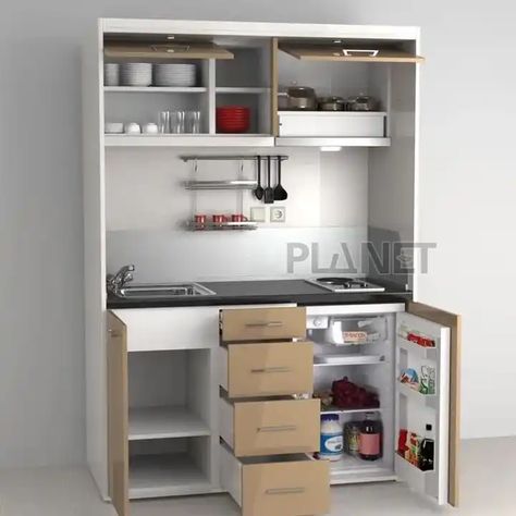 Melamine Kitchen Cabinets Kitchenette All In One Mini Kitchen For Apartments And Hotel Melamine Kitchen Cabinets, Kitchen Cabinets Small Kitchen, Small Kitchen Cabinet, Cabinets Small Kitchen, Melamine Kitchen, Kitchen Cabinet Furniture, Kitchenette Ideas, Aluminum Kitchen Cabinets, Pvc Kitchen