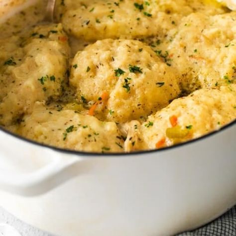 Gluten-Free Chicken and Dumplings (with Bisquick!) - Meaningful Eats Dumplings With Bisquick, Chicken And Dumplings With Bisquick, Chicken And Dumplings Gluten Free, Dumplings Gluten Free, Gluten Free Bisquick Recipes, Recipe For Chicken And Dumplings, Gluten Free Chicken And Dumplings, Bisquick Dumplings, Gluten Free Dumplings