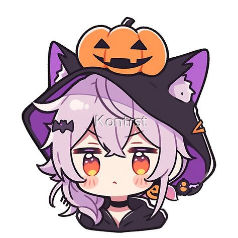 This cute chibi girl sticker wears a purple hooded hat with cat ears and a jack-o-lantern pumpkin topper. Her vibrant purple hair pops against the black hat. Perfect for Halloween costumes and magical themes! Printed on durable, waterproof vinyl that resis Chibi Ears, Vibrant Purple Hair, Dungeon Meowster, Hat With Cat Ears, Chibi Halloween, Drawing Hats, Icon Halloween, Hooded Hat, Pumpkin Topper