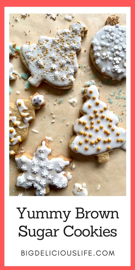 Brown Sugar Cut Out Cookies, Brown Sugar Cutout Cookies, Brown Butter Sugar Cookies Cut Out, Christmas Cut Out Cookies, Cookies To Decorate, Brown Sugar Cookie Recipe, Sugar Cookies From Scratch, Roll Out Sugar Cookies, Best Oatmeal Cookies