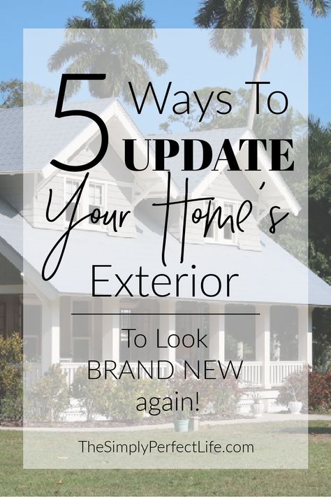 Updating your home's exterior can be overwhelming.  These are the 5 best ways to give your home a facelift and make it feel brand new again! #home #homeremodel #remodeltips #homeexterior #roofing Facelift For Front Of House, House Exterior Makeover On A Budget, Old House Renovation Exterior Modern, Home Facade Renovation, Redesign House Exterior, Old House Facelift Exterior, Updating 1990s House Exterior, Exterior Old House Renovation, How To Modernize Exterior Of Home