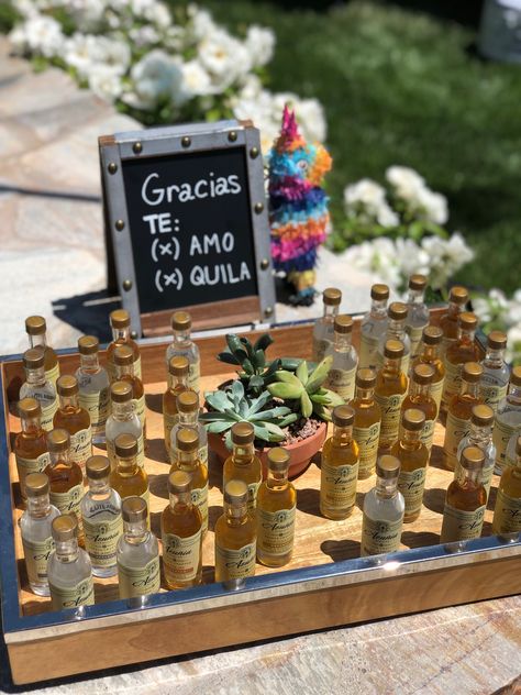 Cantarito Wedding Favor, Tequila Shots Wedding Favors, Jarritos Drink Mexican Weddings, Tequila Station Party Ideas, Tajin Party Favors, Mexican Party Favors Wedding, Tequila Table Party Ideas, Tequila Decorations Party Ideas, Tequila Favors Wedding