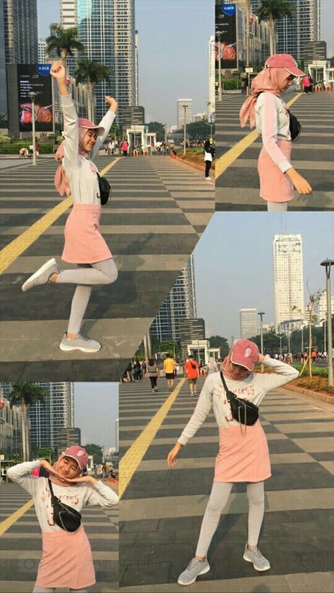 Cfd an yuk Cfd Ootd, Outfit Jogging Hijab, Hijab Workout Outfit, Simple Style Outfits Minimal Classic, Outer Casual, Airport Fashion Kpop, Ootd Poses, Hijab Style Casual, Casual Hijab Outfit