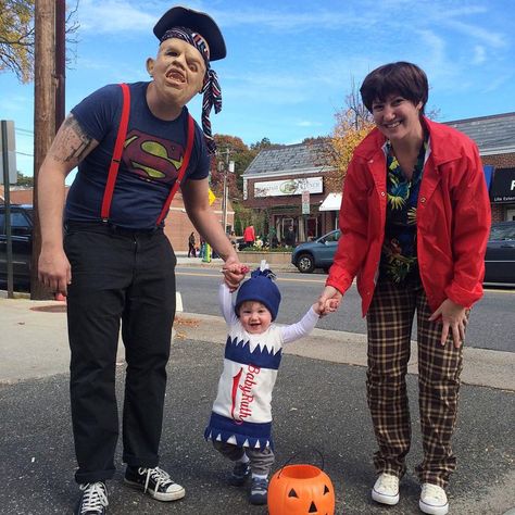 The Goonies Halloween Costume, Goonies Family Halloween Costume, Goonies Halloween Costume, Dennis The Menace Costume, Goonies Costume, Cute Family Halloween Costumes, Goonies Halloween, Goofy Costume, Awesome Costumes