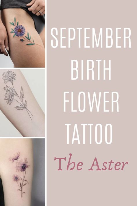 September Birth Flower Tattoo Ideas {The Aster} - TattooGlee Virgo Flower, Birth Flower Tattoo Ideas, Aster Tattoo, Aster Flower Tattoos, Name Flower Tattoo, December Birth Flower, Flower Bouquet Tattoo, September Birth Flower, Bright Tattoos