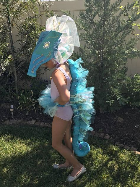 Seahorse costume girls halloween sea horse under the sea. Little mermaid. Www.Littlemsdressup.com Starfish Costume Diy, Seahorse Costume Diy, Under The Sea Costumes Diy, Kraken Party, Under The Sea Costume, Fish Costumes, Starfish Costume, Seahorse Costume, Under The Sea Costumes