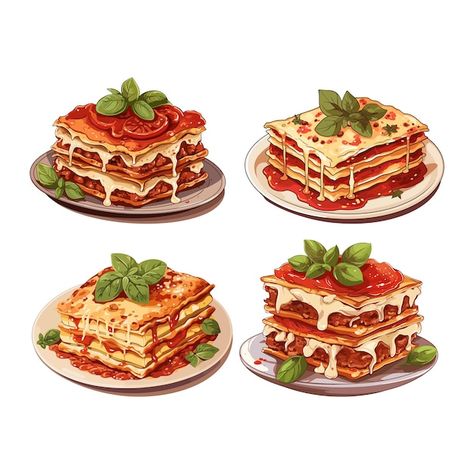 Lasagne Aesthetic, Lasagna Illustration, Lasagna Drawing, Delicious Lasagna, Melting Cheese, Super Robot, Melted Cheese, Lasagna, Graphic Resources